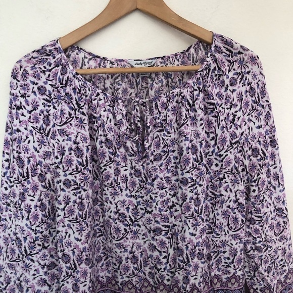 Lucky Brand Border Print Peasant Blouse - Picture 6 of 15